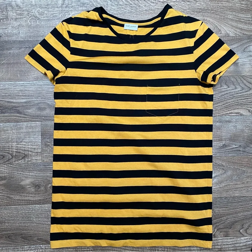 Saint Laurent Paris Striped Pocket Tee Mens Small - Picture 13 of 14